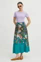 Spódnica damska maxi w kwiaty kolor turkusowy turkusowy