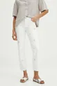 Bavlněné džíny dámské bílá barva bílá