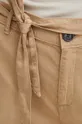 beżowy Spodnie damskie z paskiem gładkie kolor beżowy