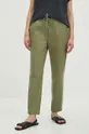 Kalhoty dámské zelená barva zelená
