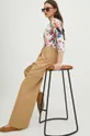 Kalhoty dámské wide leg béžová barva béžová