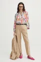 Kalhoty dámské regular jednobarevné béžová barva béžová