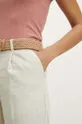 beżowy Spodnie damskie wide leg kolor beżowy