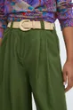 zielony Spodnie damskie culottes gładkie kolor zielony