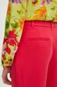 růžová Kalhoty dámské wide leg jednobarevné růžová barva