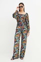 Spodnie damskie wide leg wzorzyste kolor czarny RS24.SPDC00 czarny RS24