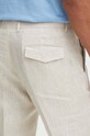 Ľanové nohavice pánske béžová farba béžová RS24.SPM905