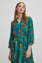 turkusowy Sukienka damska midi z wiskozy wzorzysta kolor zielony