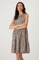 Sukienka damska midi z wiskozy kolor beżowy wzorzyste beżowy RS24.SUD0B1