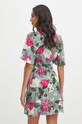 Oblečenie Šaty dámske mini kvetinové tyrkysová farba RS24.SUD0B4 tyrkysová