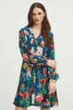 Šaty dámska mini kvetované tyrkysová farba tyrkysová