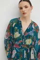turkusowy Sukienka damska maxi w kwiaty kolor turkusowy