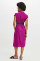 Sukienka z domieszką lnu damska midi gładka kolor różowy 71 % Wiskoza, 16 % Len, 13 % Bawełna