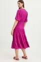 Sukienka lniana damska midi gładka kolor różowy 55 % Len, 45 % Wiskoza