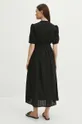 Sukienka bawełniana damska midi z ozdobnym haftem kolor czarny Materiał główny: 100 % Bawełna, Podszewka: 100 % Bawełna