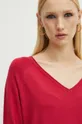 Sweter damski ze spiczastym dekoltem kolor różowy Damski