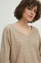 beżowy Sweter damski z fakturą kolor beżowy