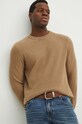 Sweter bawełniany męski z fakturą kolor beżowy RS24.SWM030 beżowy RS24