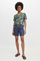 Szorty jeansowe damskie z efektem sprania kolor granatowy RS24.SZD702 granatowy RS24