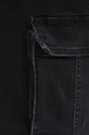 czarny Szorty jeansowe męskie z efektem sprania i kieszeniami cargo kolor czarny