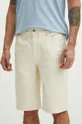 Szorty jeansowe męskie gładkie kolor beżowy beżowy