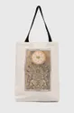béžová Bavlnená taška dámska z kolekcie Zverokruh - Blíženci béžová farba Dámsky