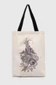 béžová Bavlnená taška dámska z kolekcie Zverokruh - Kozorožec béžová farba Dámsky