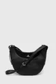 čierna Kožená kabelka dámska so semišovým prvkom čierna farba Dámsky