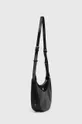 Kožená kabelka dámska so semišovým prvkom čierna farba čierna