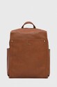 Plecak damski ze skóry ekologicznej gładki kolor brązowy mieści A4 brązowy RS24.TOD516