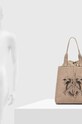 Torebka damska ze skóry ekologicznej z ozdobnym haftem kolor beżowy RS24.TOD608