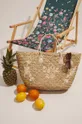 béžová Plážová taška dámská pletená s ozdobnou výšivkou béžová barva Dámský