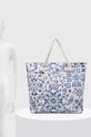 Torebka damska typu shopper wzorzysta kolor niebieski RS24.TODB08