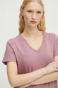 ružová Bavlnené tričko dámske s prímesou elastanu ružová farba