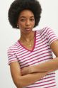 T-shirt bawełniany damski z domieszką elastanu kolor różowy różowy RS24.TSD011
