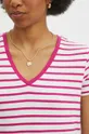 T-shirt bawełniany damski z domieszką elastanu kolor różowy Damski