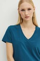 Bavlnené tričko dámske s prímesou elastanu zelená farba RS24.TSD011 tyrkysová