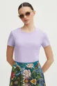 fioletowy T-shirt bawełniany damski kolor fioletowy