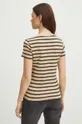 T-shirt bawełniany damski w pasy kolor beżowy 100 % Bawełna
