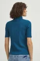 T-shirt bawełniany damski z domieszką elastanu prążkowany kolor turkusowy 95 % Bawełna, 5 % Elastan