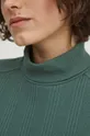 T-shirt bawełniany damski z domieszką elastanu prążkowany kolor zielony