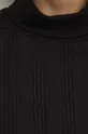 T-shirt bawełniany damski z domieszką elastanu prążkowany kolor czarny