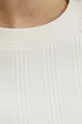 T-shirt bawełniany damski z domieszką elastanu prążkowany kolor beżowy Damski