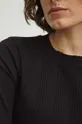 Bavlněné tričko dámské s elastanem pruhované černá barva Dámský