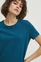 T-shirt bawełniany damski z domieszką elastanu kolor turkusowy Damski