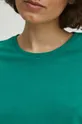 T-shirt bawełniany damski z domieszką elastanu kolor zielony Damski