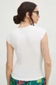 T-shirt damski gładki z domieszką elastanu i modalu kolor beżowy 48 % Bawełna, 47 % Modal, 5 % Elastan