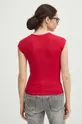 T-shirt damski gładki z domieszką elastanu i modalu kolor różowy 48 % Bawełna, 47 % Modal, 5 % Elastan