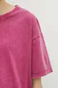 T-shirt bawełniany damski z efektem sprania kolor różowy Damski