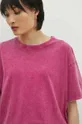 Bavlnené tričko dámske spraté ružová farba